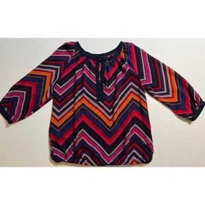 Banana Republic 3/4 Sleeve Blouse Women's SZ Medium Chevron Print